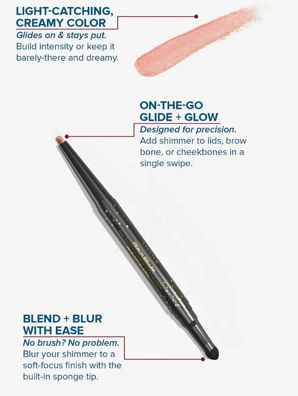 Dear Midnight Atelier Dual Ended Eyeshadow Stick & Blender Shade: Peach Bellini